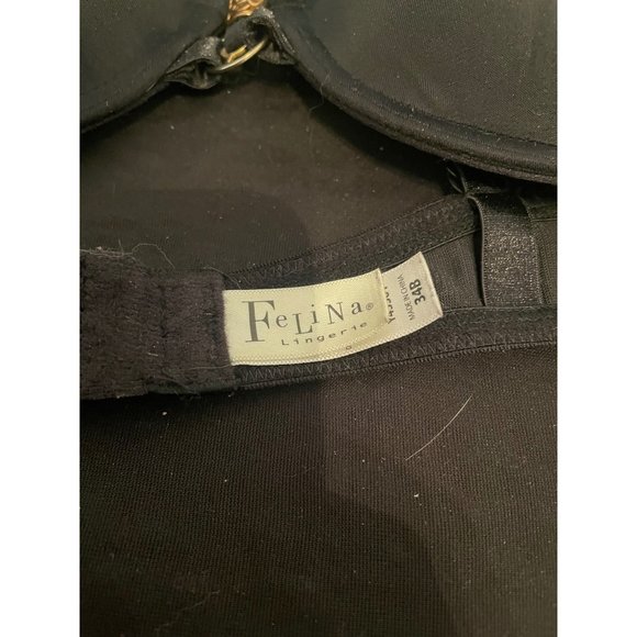 Black Felina Padded Underwired Adjust Bra with Gold Ornament Back Close Sz 34B - Picture 7 of 8